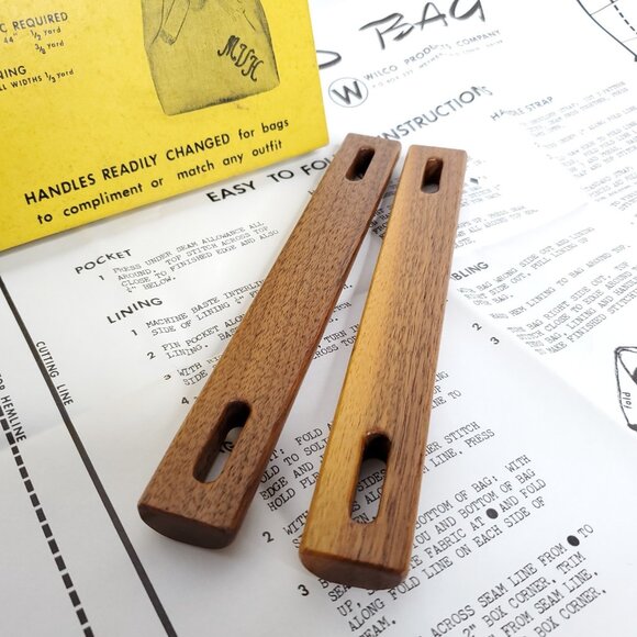 Vintage Wilco Island Bag Walnut Purse Handles Handbag Instruction Pattern Uncut - Picture 4 of 6